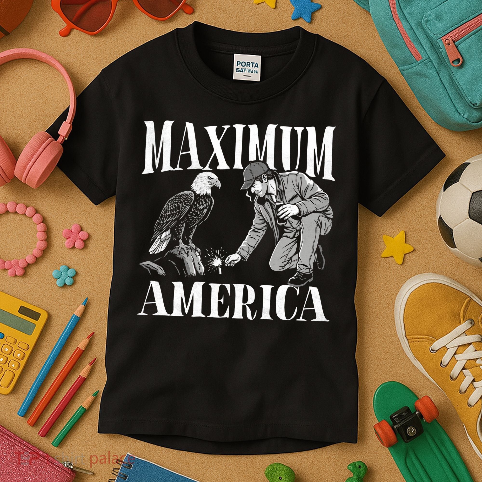 Maximum America Patriotic Bald Eagle Kids T-Shirt