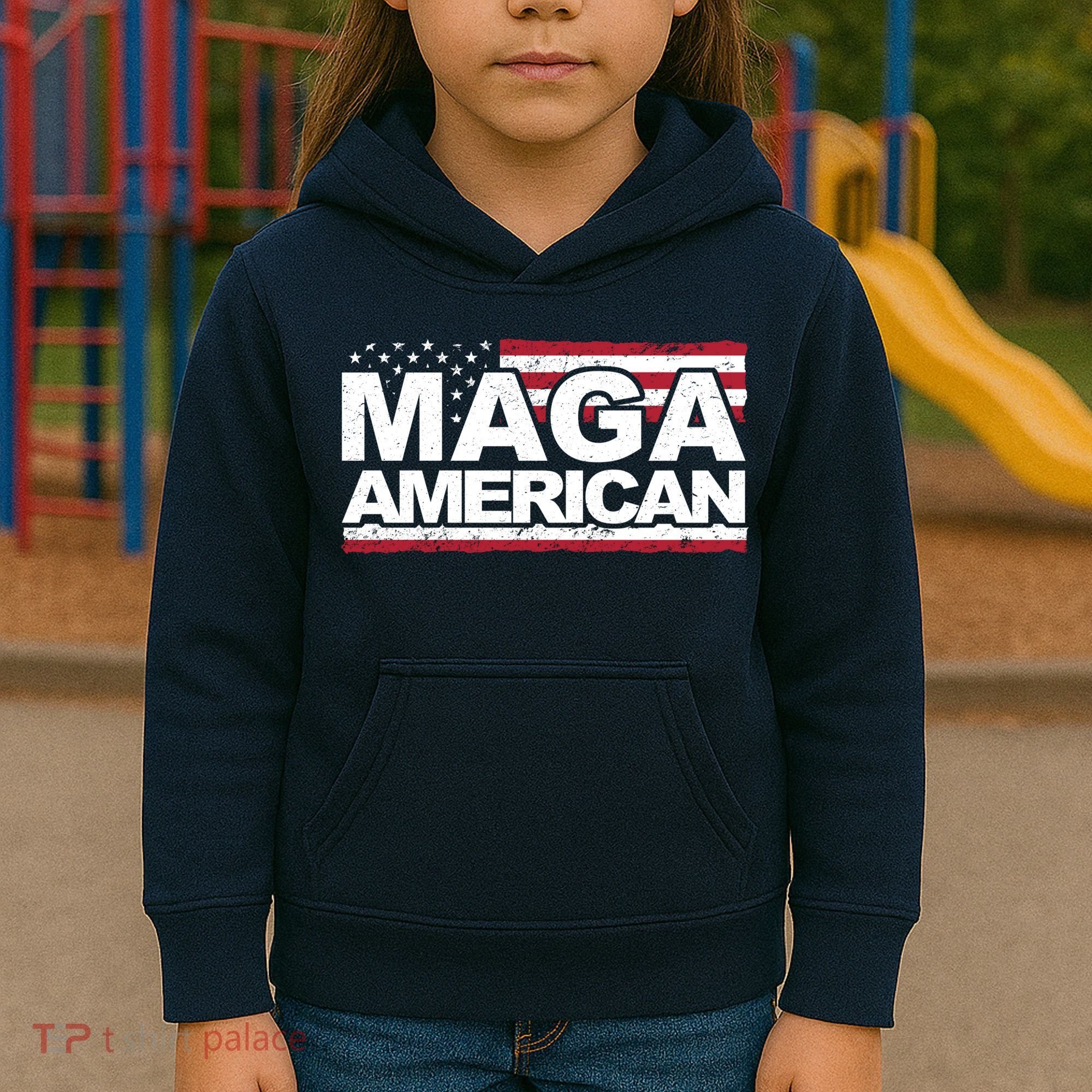 Maga American Pro Trump Flag Kids Hoodie