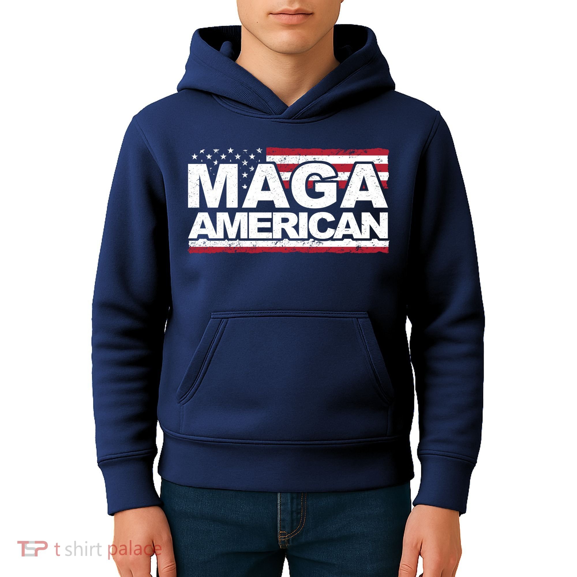 Maga American Pro Trump Flag Kids Hoodie
