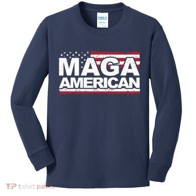 Maga American Pro Trump Flag Kids Long Sleeve Shirt