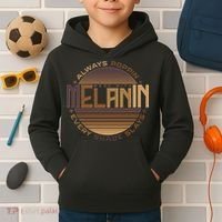 Melanin Always Poppin Every Shade Slays Kids Hoodie thumb 2
