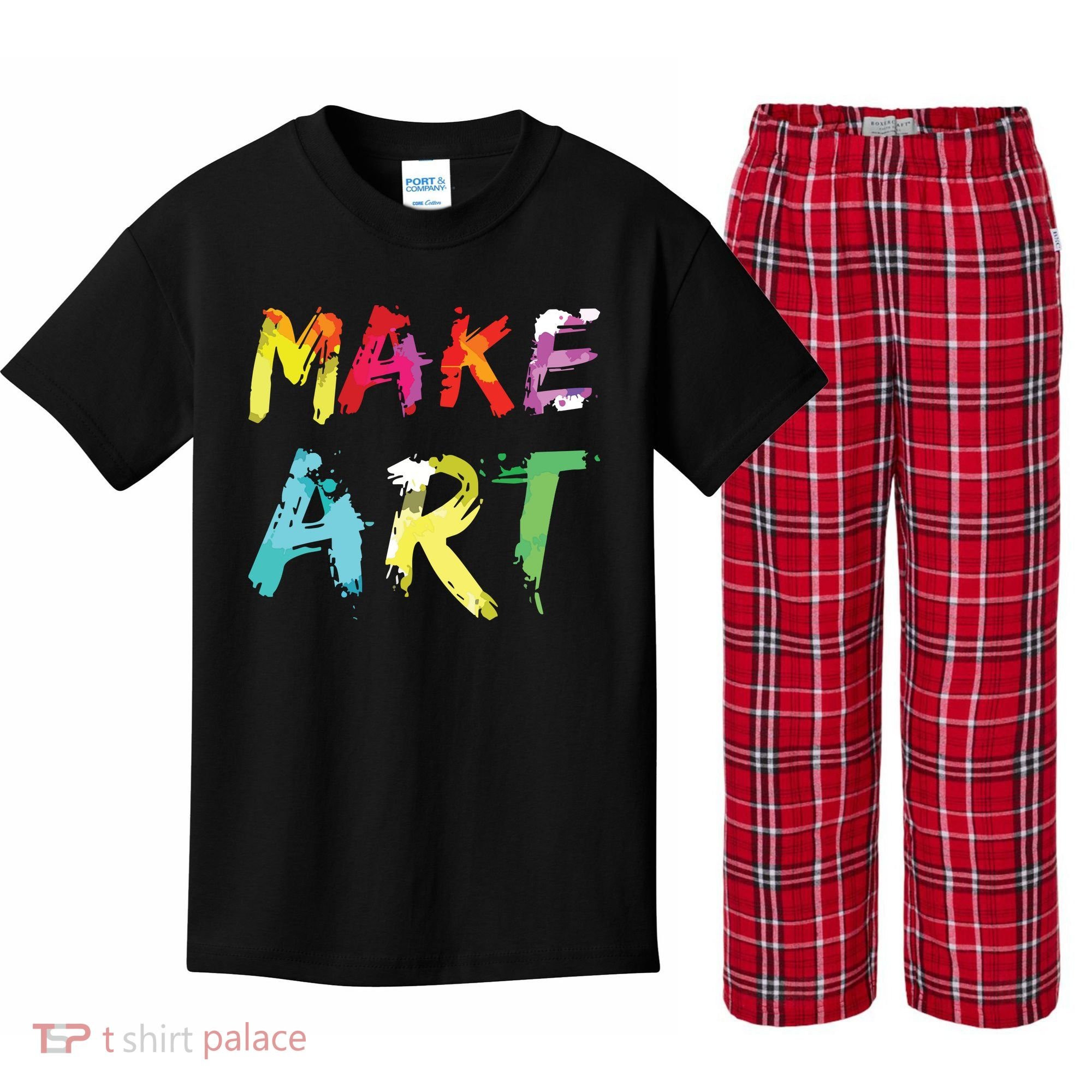 Make Art Painter Artist Teacher Artsy Gift Kids Plaid Pajama Set