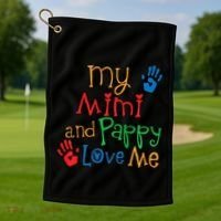 Mimi And Pappy Love Me Grandchild Golf Towel thumb 1