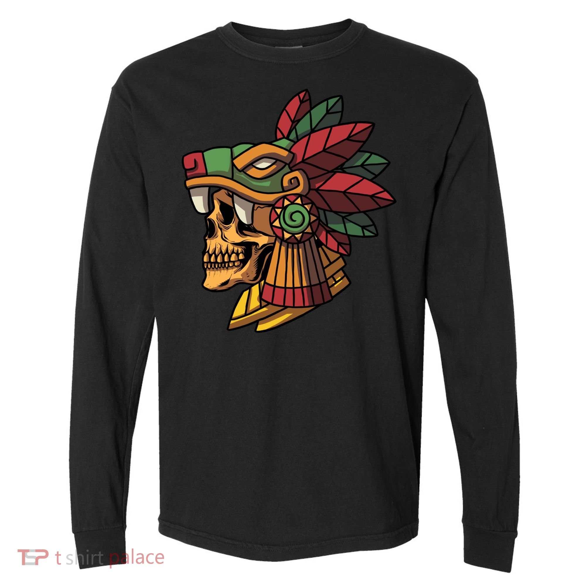 Mayan Ancient Quetzalcoatl Aztec Skull Retro Comfort Colors Heavyweight Long Sleeve T-Shirt