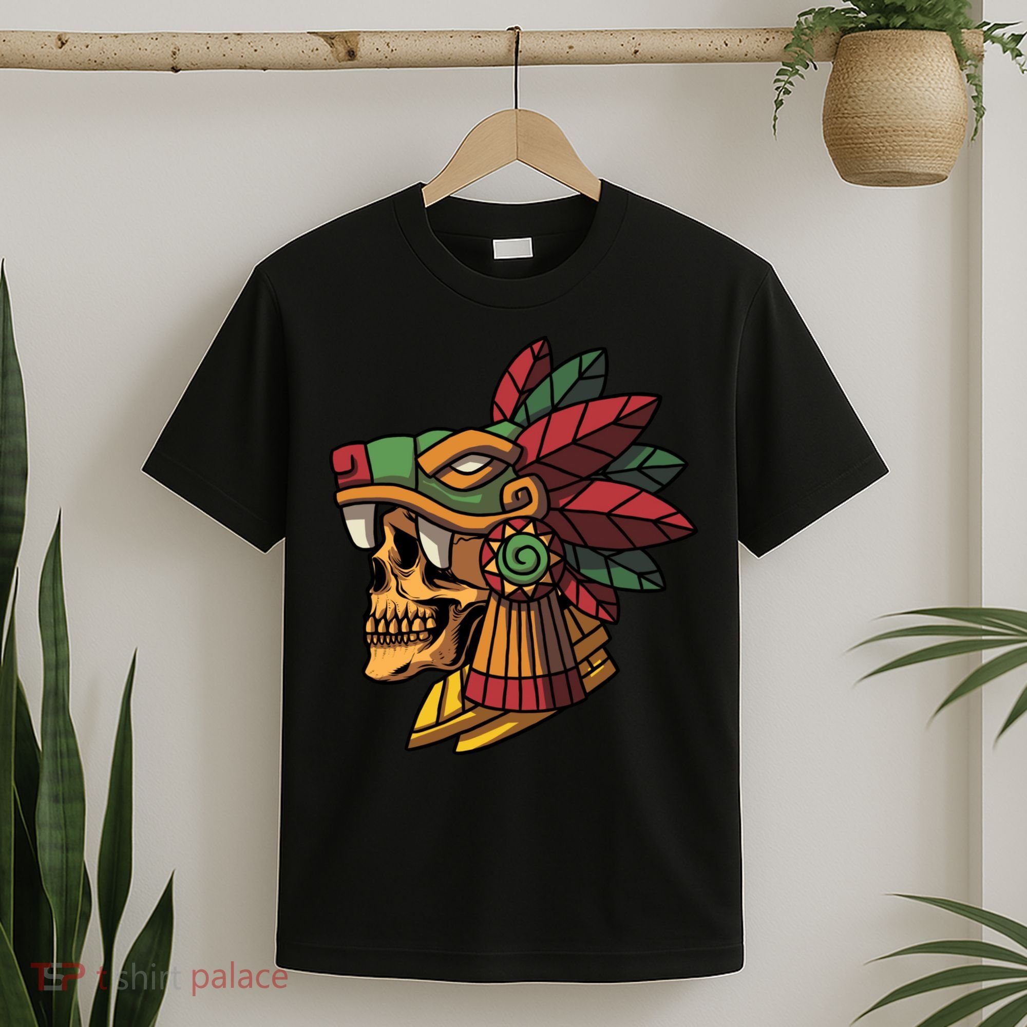 Mayan Ancient Quetzalcoatl Aztec Skull Retro T-Shirt