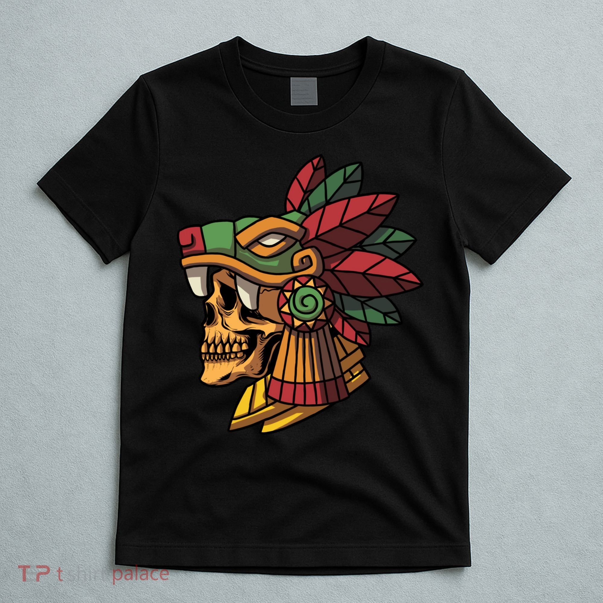 Mayan Ancient Quetzalcoatl Aztec Skull Retro T-Shirt