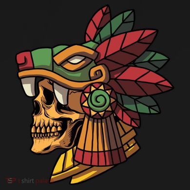 Mayan Ancient Quetzalcoatl Aztec Skull Retro Button