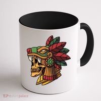 Mayan Ancient Quetzalcoatl Aztec Skull Retro Coffee Mug thumb 1