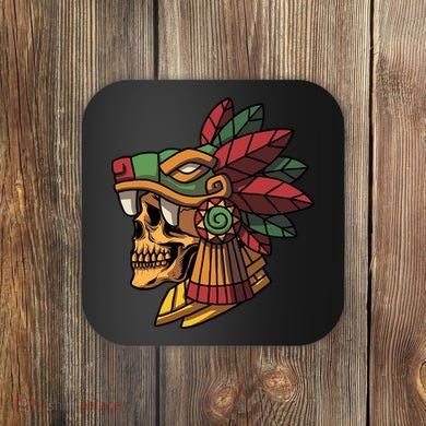 Mayan Ancient Quetzalcoatl Aztec Skull Retro Coaster