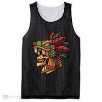 Mayan Ancient Quetzalcoatl Aztec Skull Retro Mesh Reversible Basketball Jersey Tank thumb 0