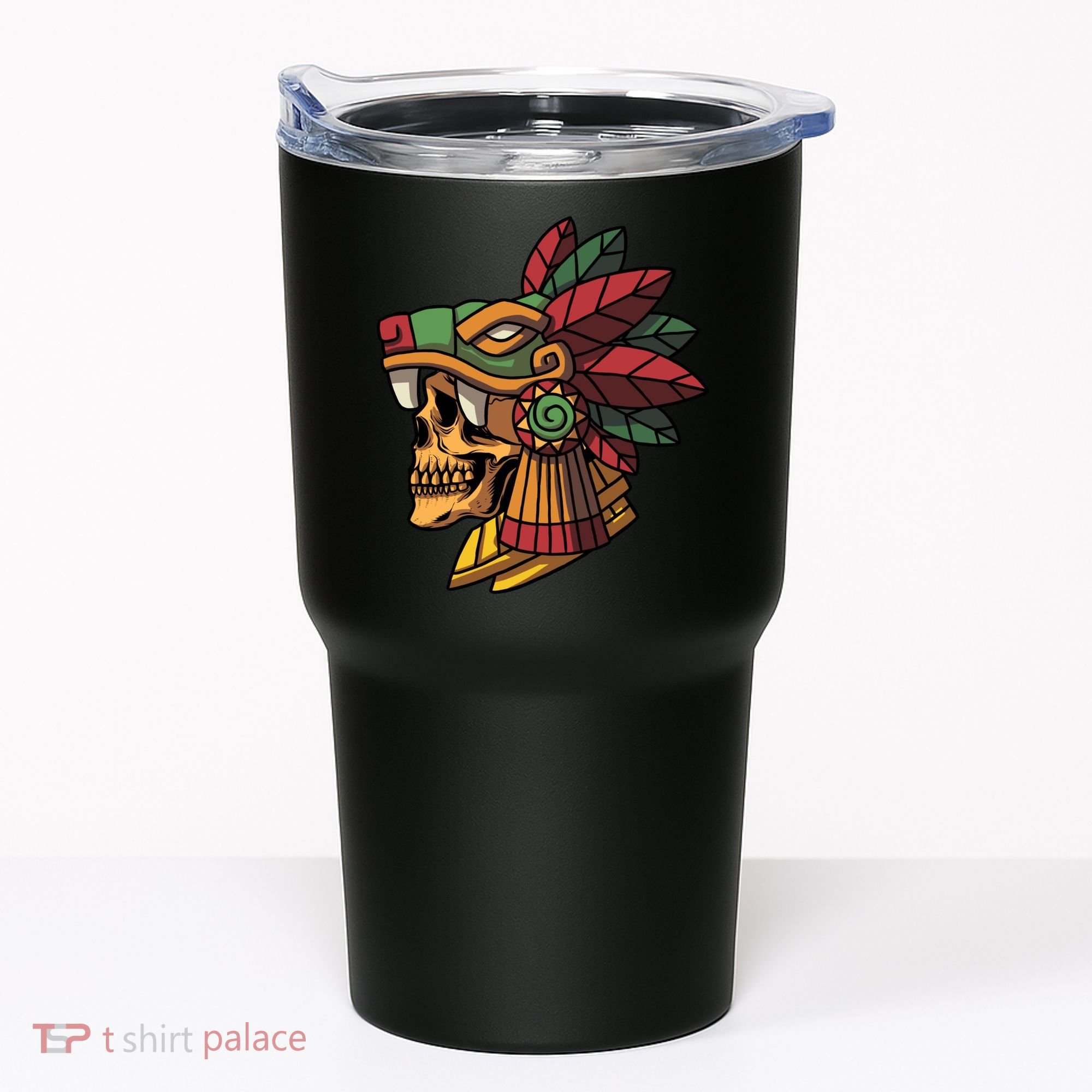 Mayan Ancient Quetzalcoatl Aztec Skull Retro Tumbler