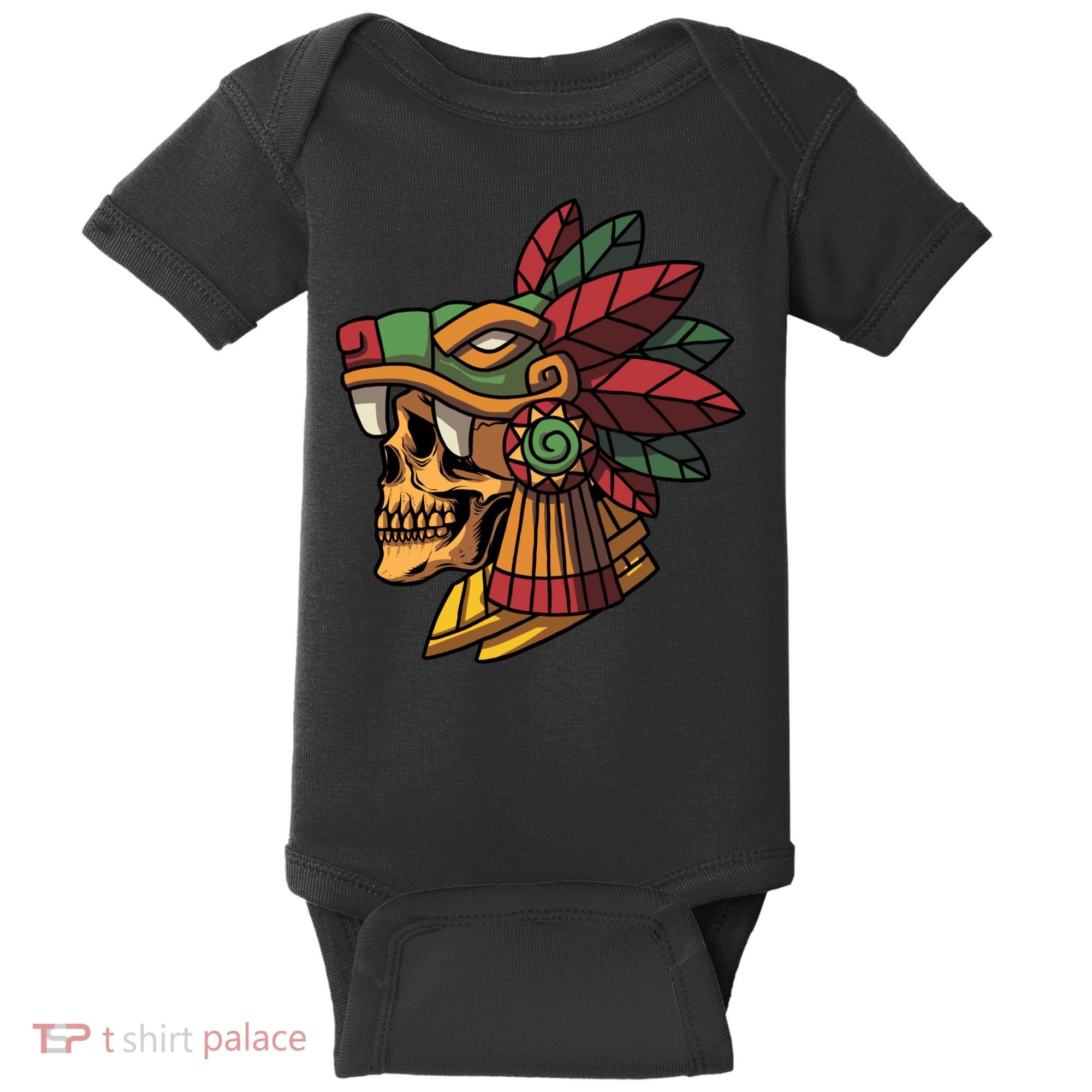 Mayan Ancient Quetzalcoatl Aztec Skull Retro Baby Bodysuit