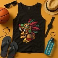 Mayan Ancient Quetzalcoatl Aztec Skull Retro Tank Top thumb 4