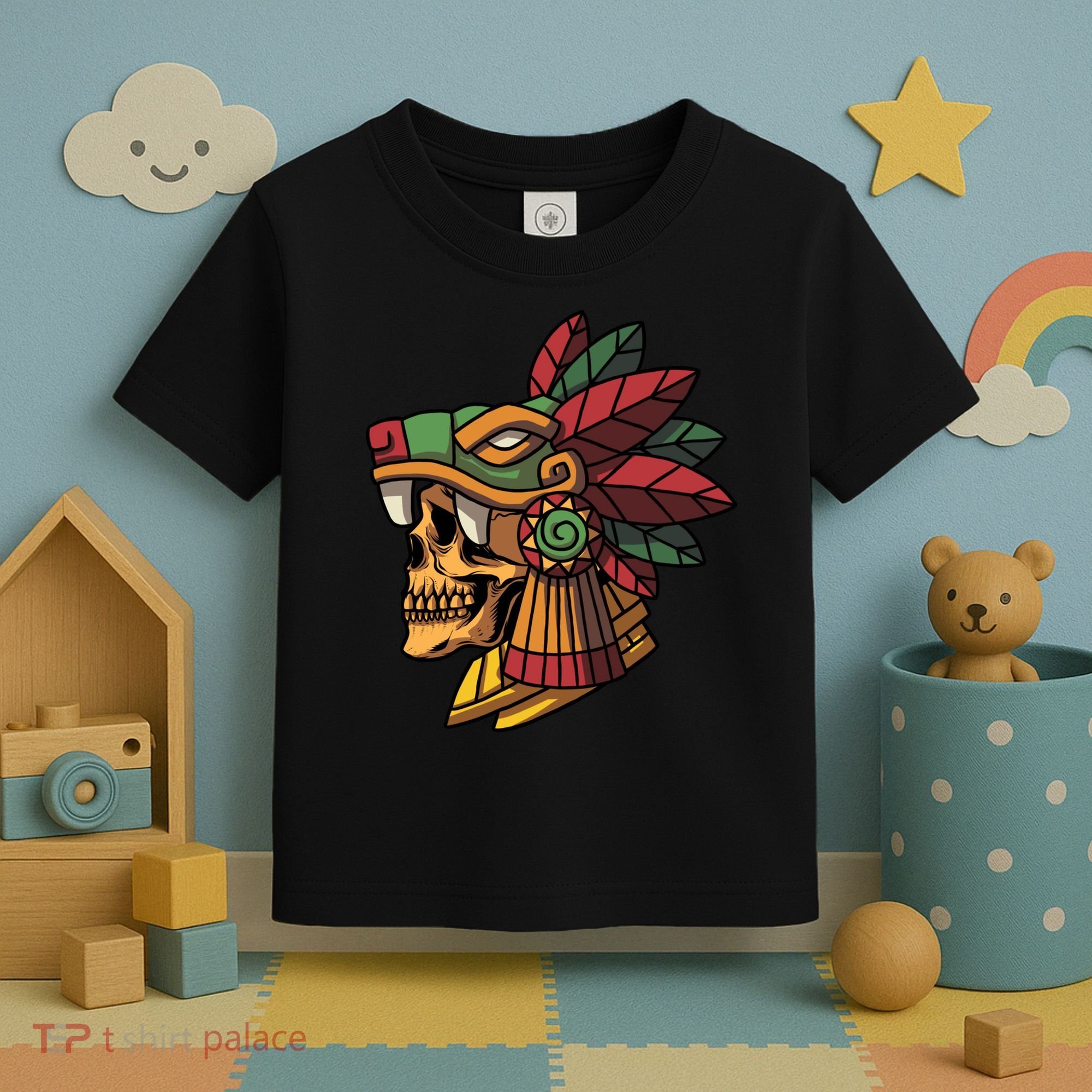 Mayan Ancient Quetzalcoatl Aztec Skull Retro Toddler T-Shirt
