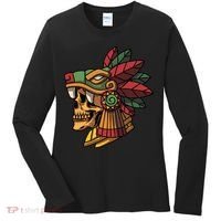 Mayan Ancient Quetzalcoatl Aztec Skull Retro Women's Long Sleeve Shirt thumb 0