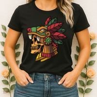Mayan Ancient Quetzalcoatl Aztec Skull Retro Women's T-Shirt thumb 2