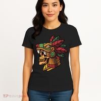 Mayan Ancient Quetzalcoatl Aztec Skull Retro Women's T-Shirt thumb 4