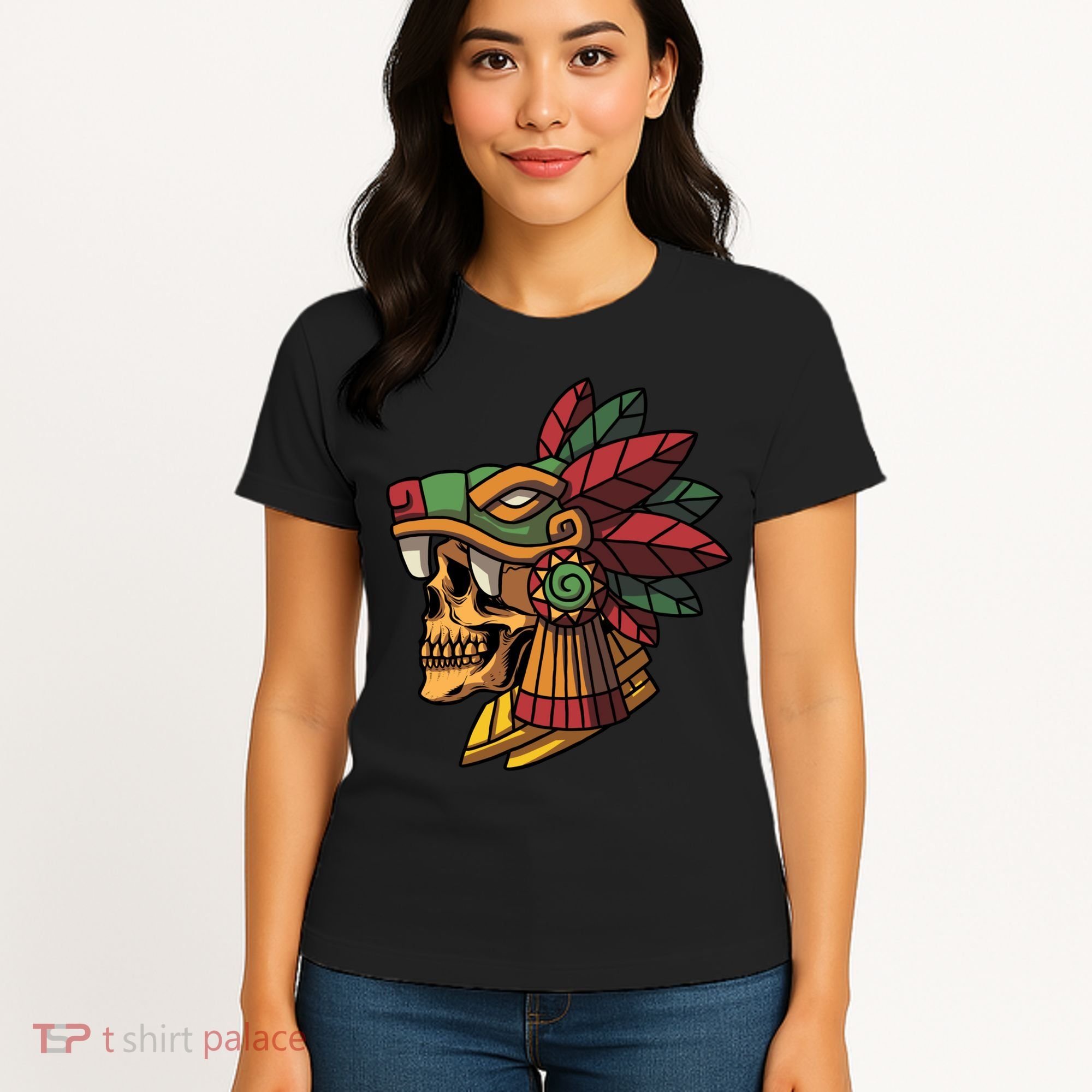 Mayan Ancient Quetzalcoatl Aztec Skull Retro Women's T-Shirt