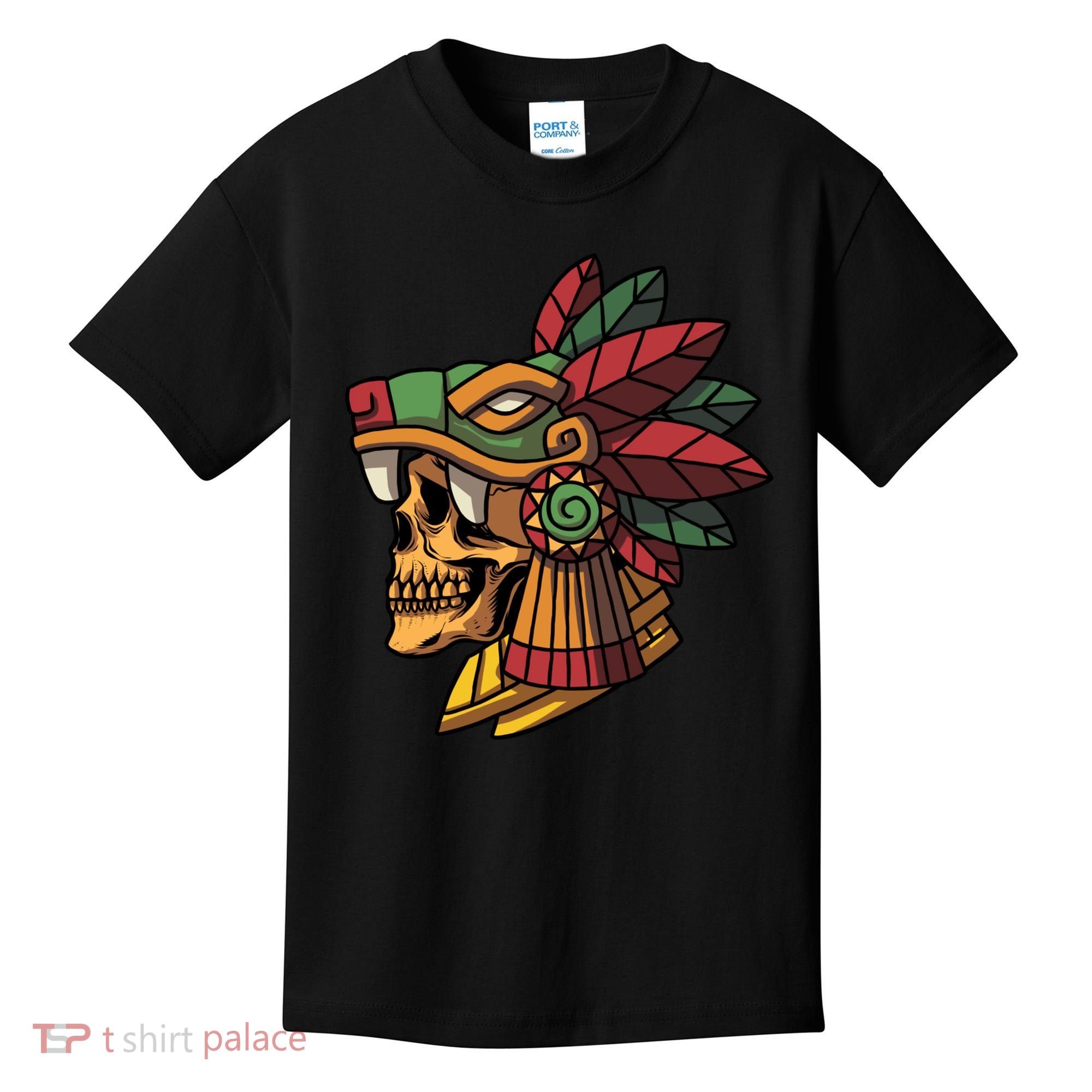 Mayan Ancient Quetzalcoatl Aztec Skull Retro Kids T-Shirt