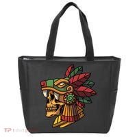 Mayan Ancient Quetzalcoatl Aztec Skull Retro Tote Bag thumb 0