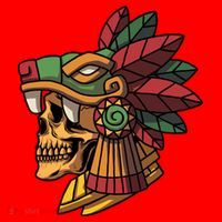 Mayan Ancient Quetzalcoatl Aztec Skull Retro Santa Hat thumb 1