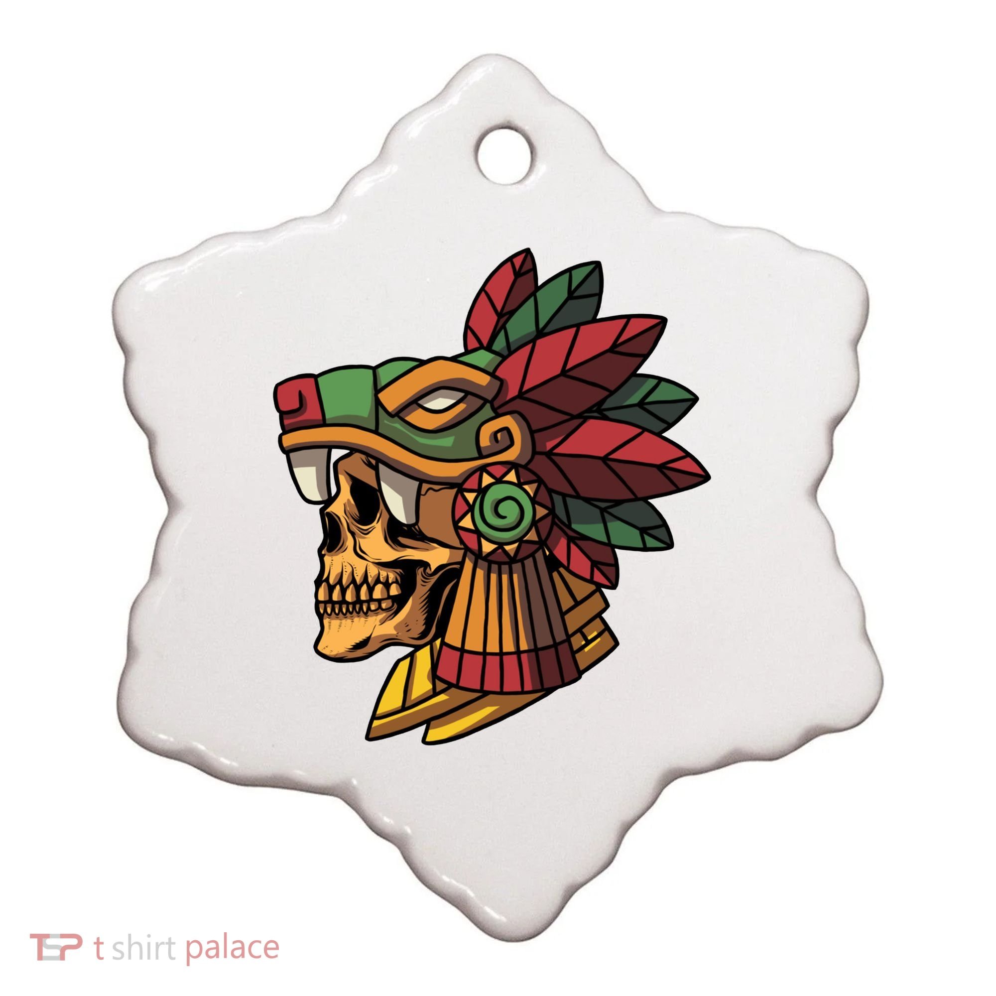 Mayan Ancient Quetzalcoatl Aztec Skull Retro Ceramic Ornament