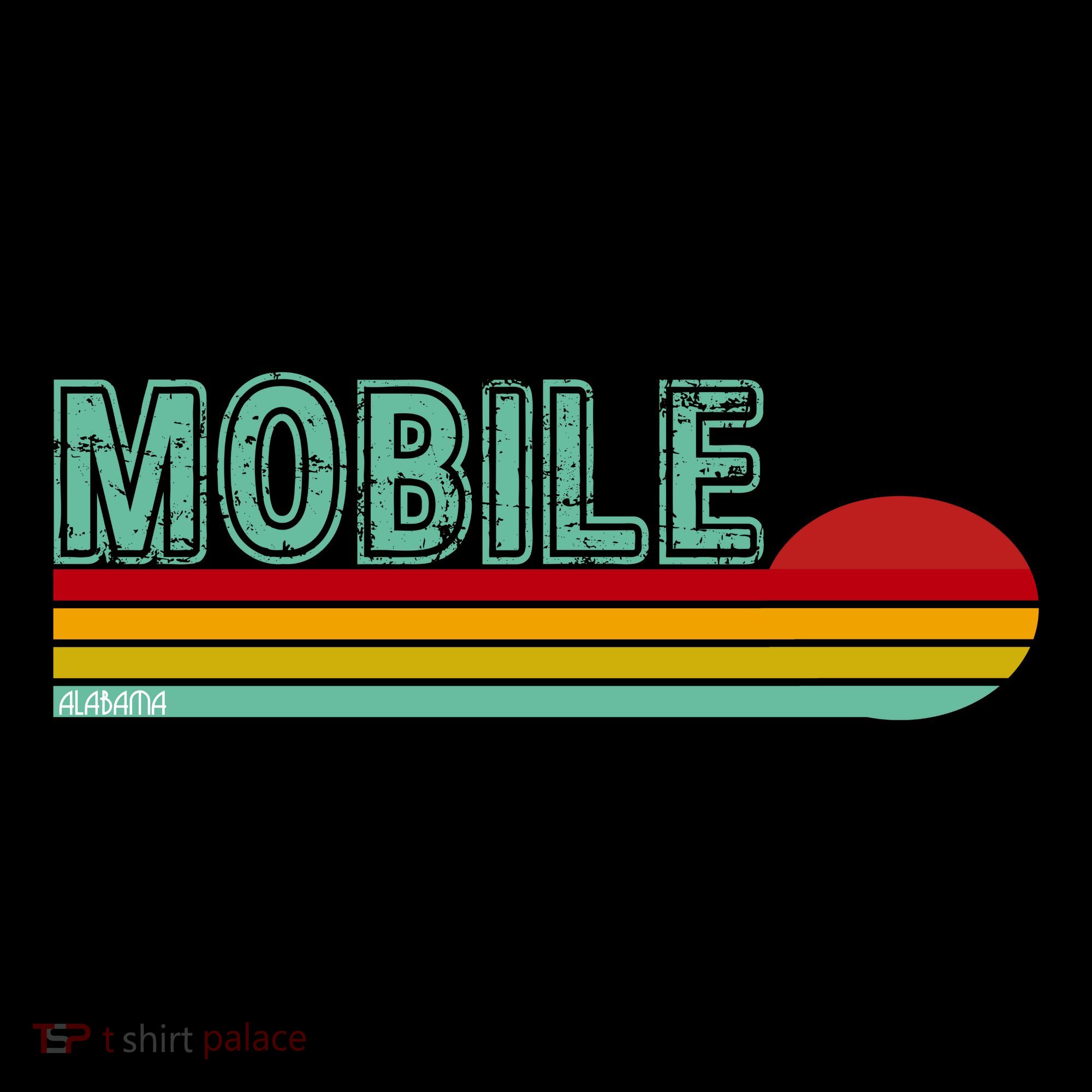 Mobile Alabama Retro Sunset Button