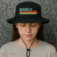 Mobile Alabama Retro Sunset Bucket Hat thumb 3
