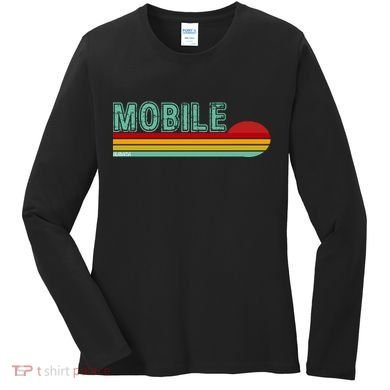 Mobile Alabama Retro Sunset Women's Long Sleeve Shirt