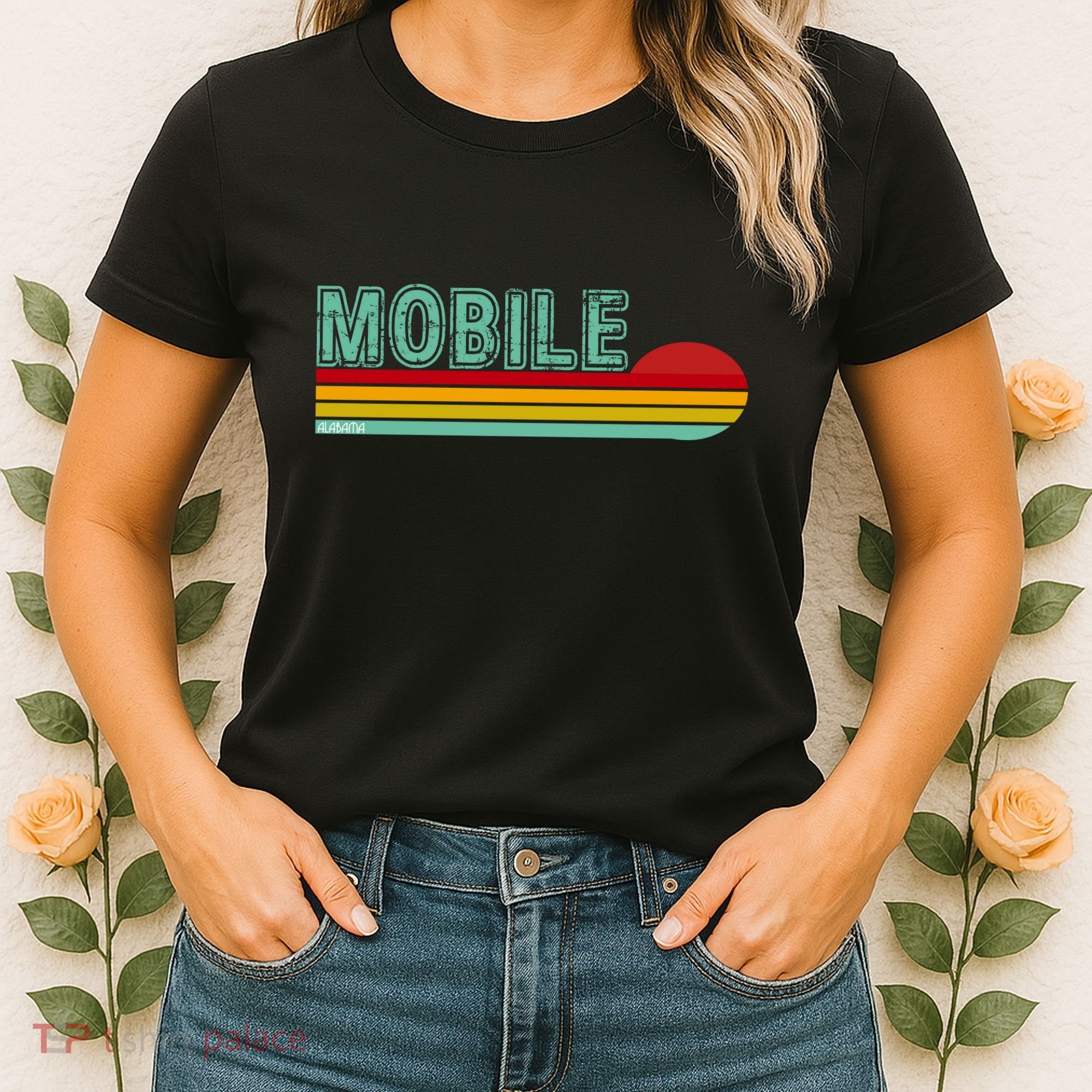 Mobile Alabama Retro Sunset Women's T-Shirt