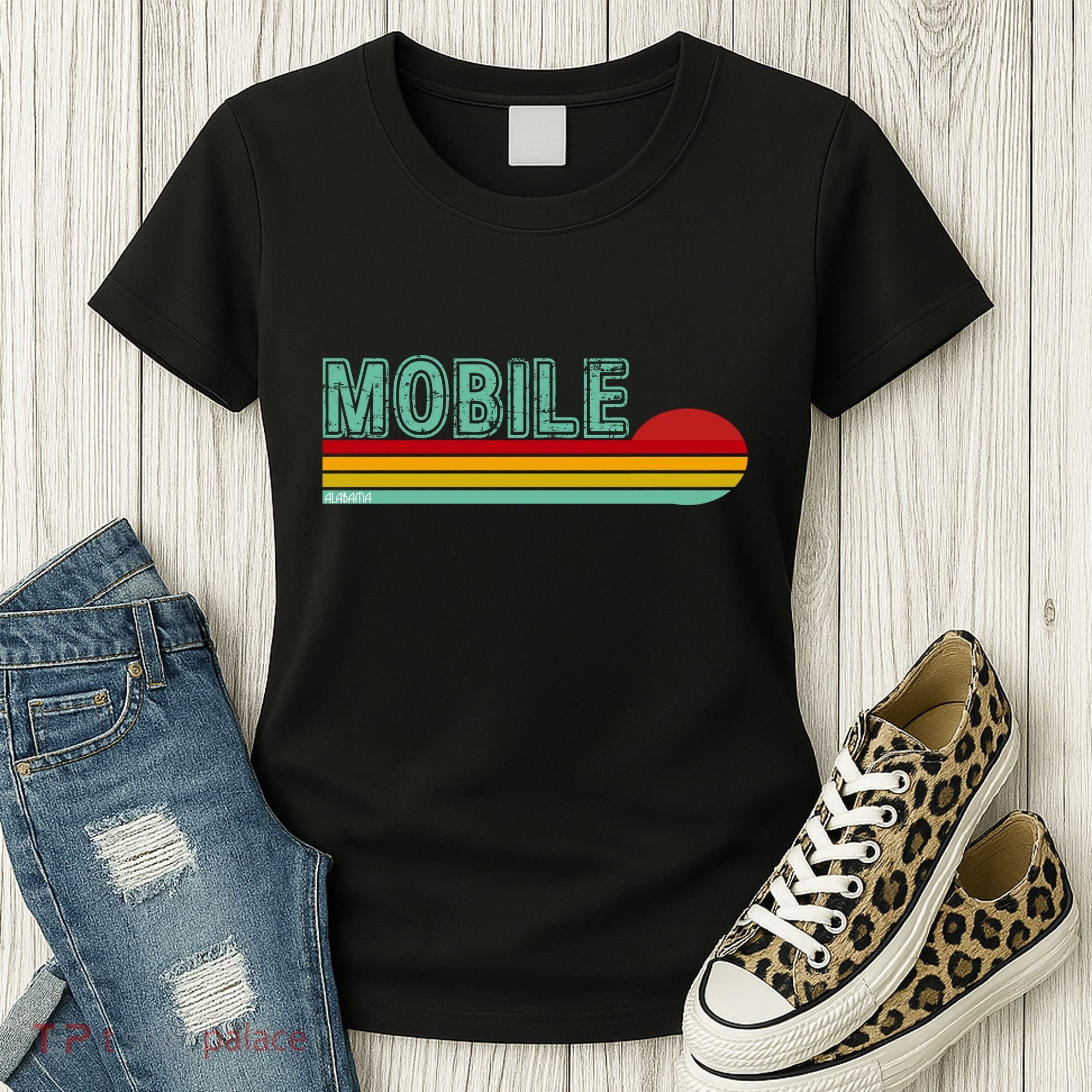 Mobile Alabama Retro Sunset Women's T-Shirt