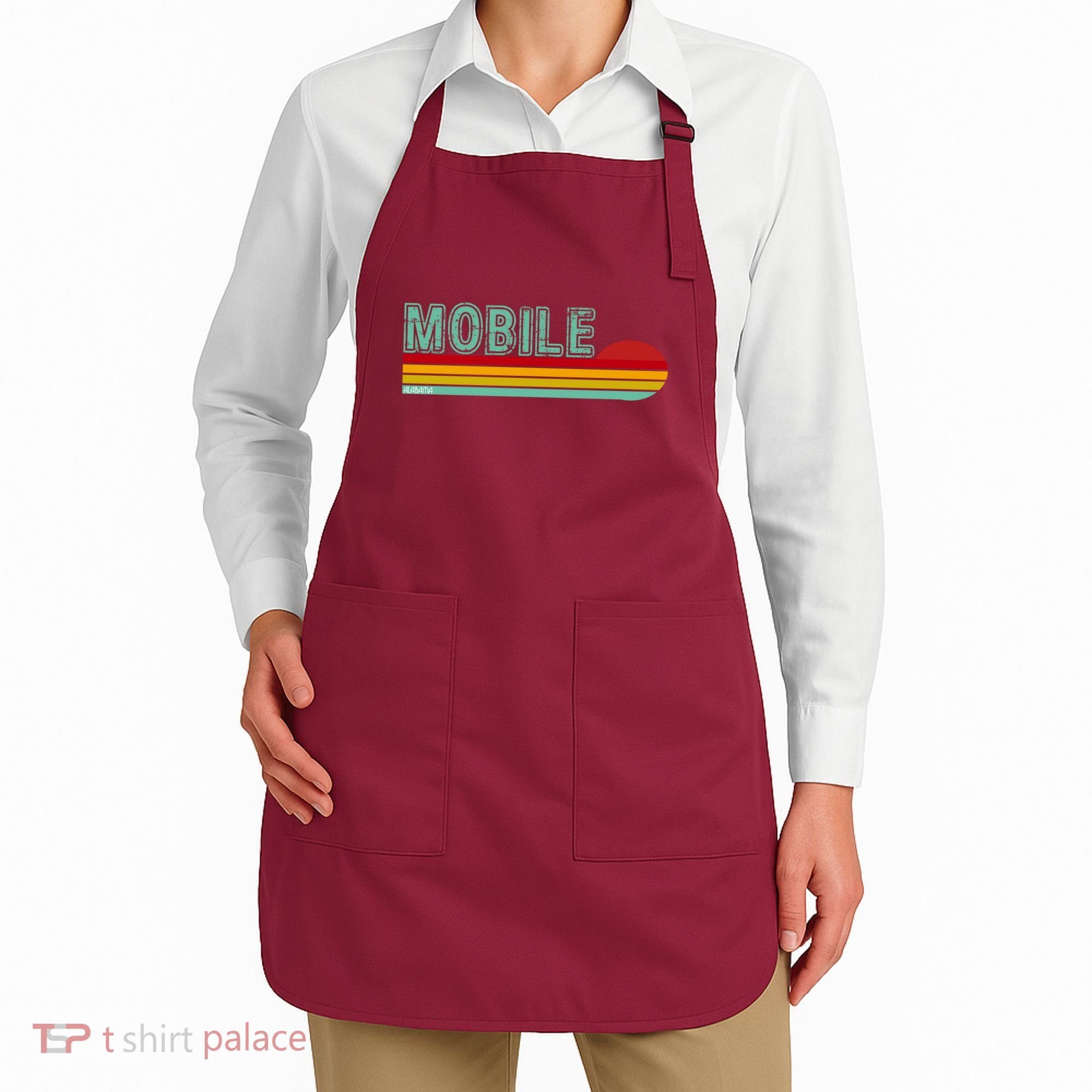 Mobile Alabama Retro Sunset Apron