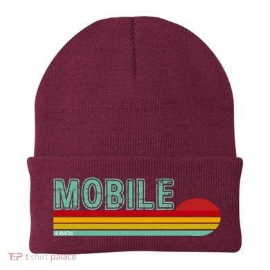 Mobile Alabama Retro Sunset Beanie