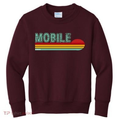 Mobile Alabama Retro Sunset Kids Sweatshirt