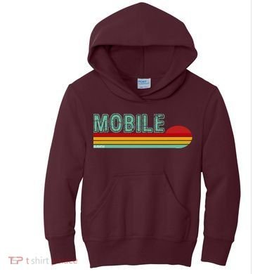 Mobile Alabama Retro Sunset Kids Hoodie