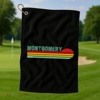 Montgomery Alabama Retro Sunset Golf Towel thumb 1