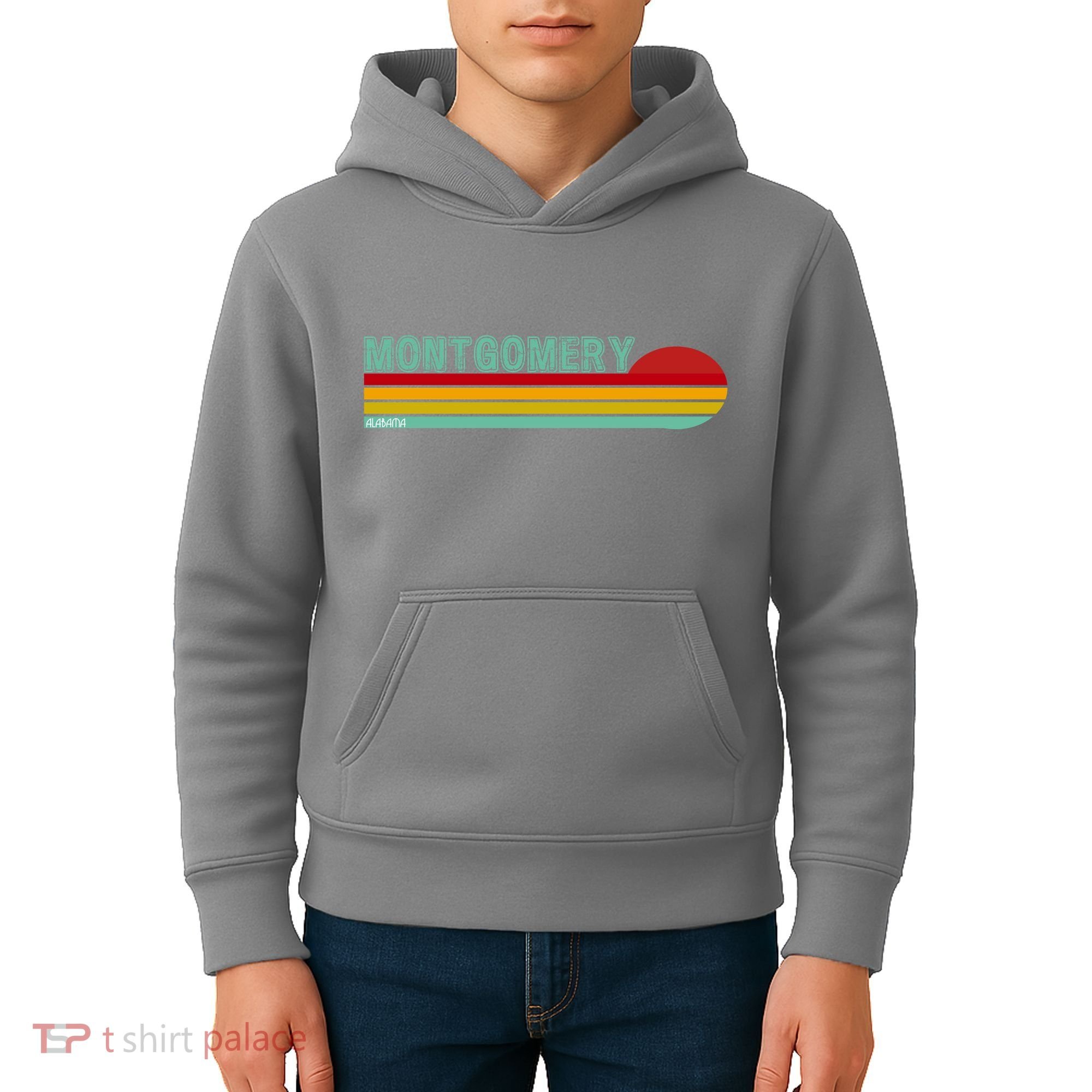 Montgomery Alabama Retro Sunset Kids Hoodie