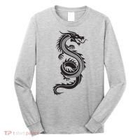 Martial Arts Red Chinese Firedrake Dragon Print Art Long Sleeve Shirt thumb 0