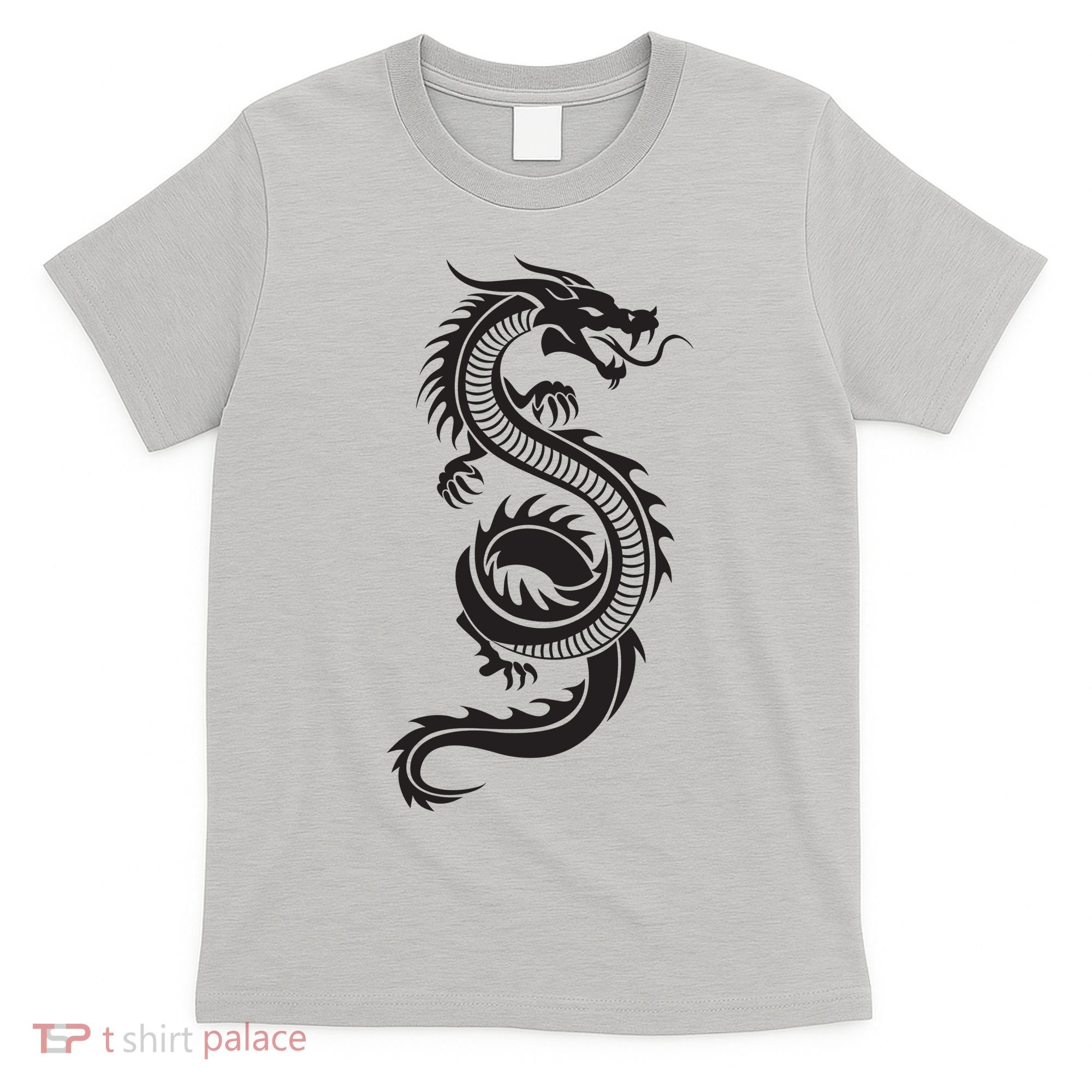 Martial Arts Red Chinese Firedrake Dragon Print Art T-Shirt