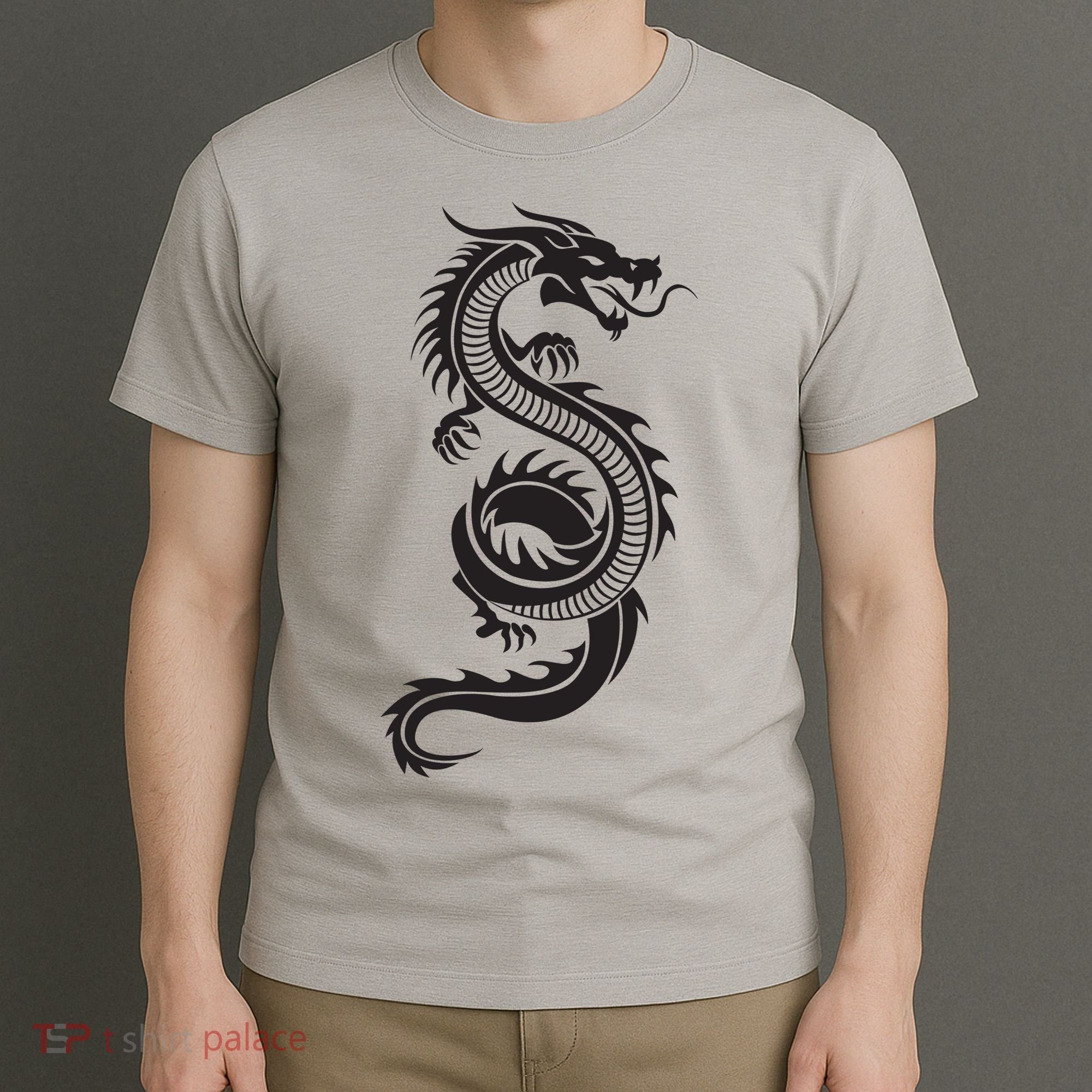 Martial Arts Red Chinese Firedrake Dragon Print Art T-Shirt