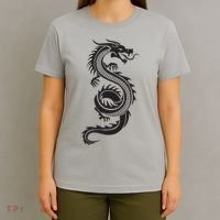 Martial Arts Red Chinese Firedrake Dragon Print Art T-Shirt thumb 4
