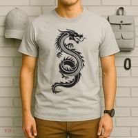 Martial Arts Red Chinese Firedrake Dragon Print Art T-Shirt thumb 6
