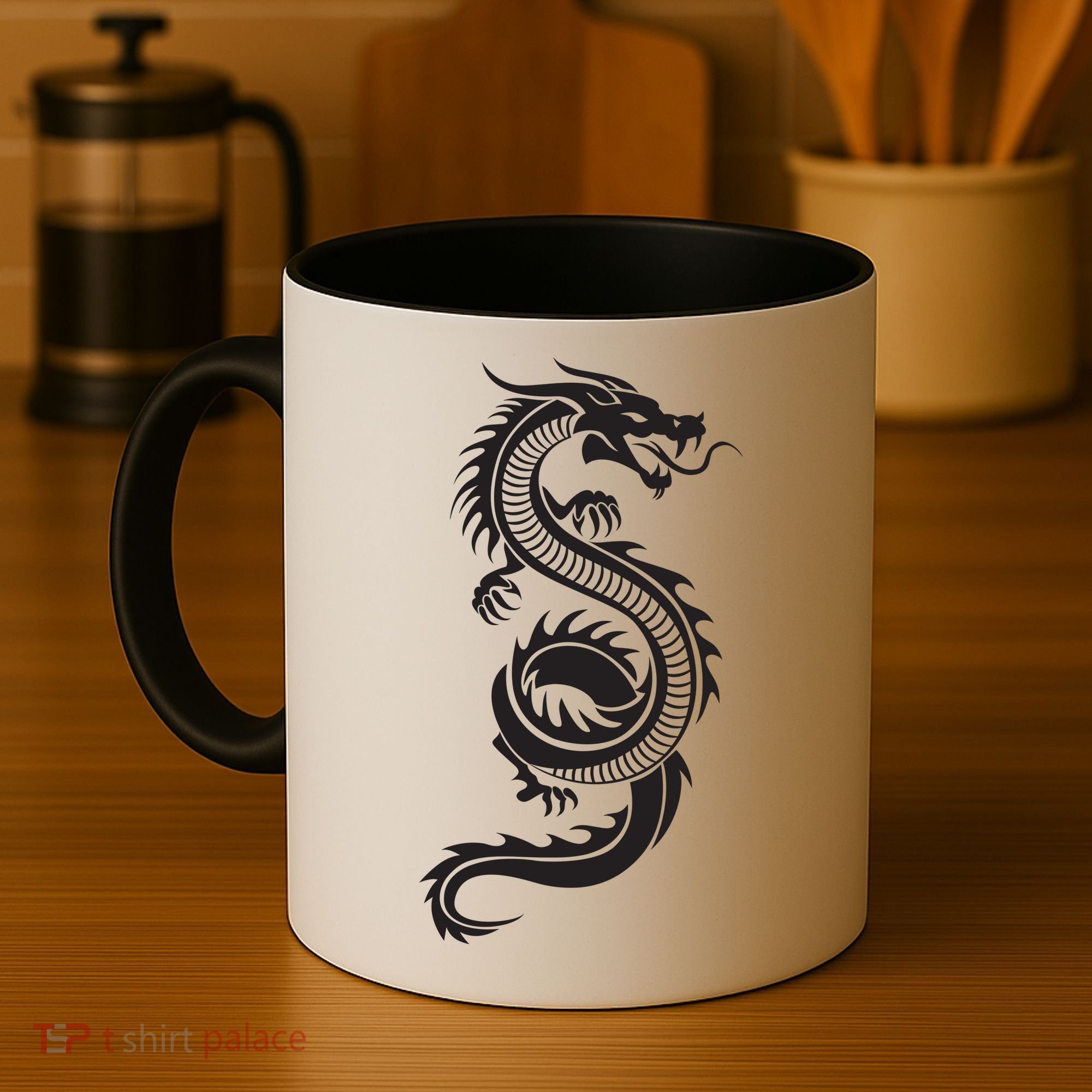 Martial Arts Red Chinese Firedrake Dragon Print Art Coffee Mug