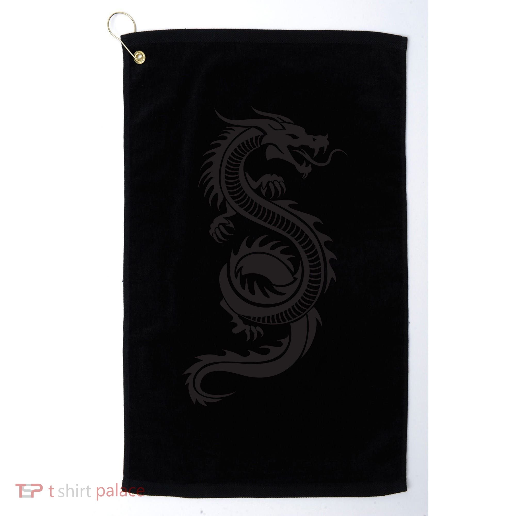 Martial Arts Red Chinese Firedrake Dragon Print Art Golf Towel