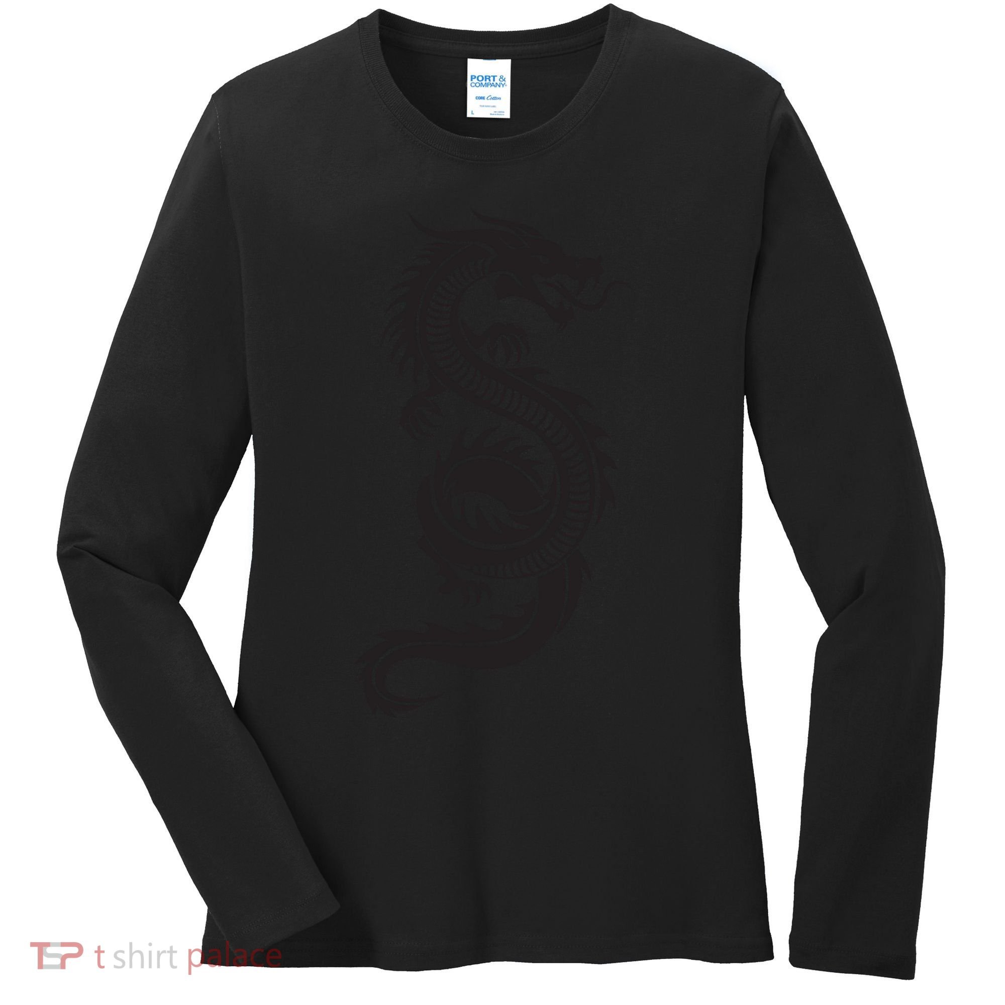 Martial Arts Red Chinese Firedrake Dragon Print Art Women's Long Sleeve Shirt