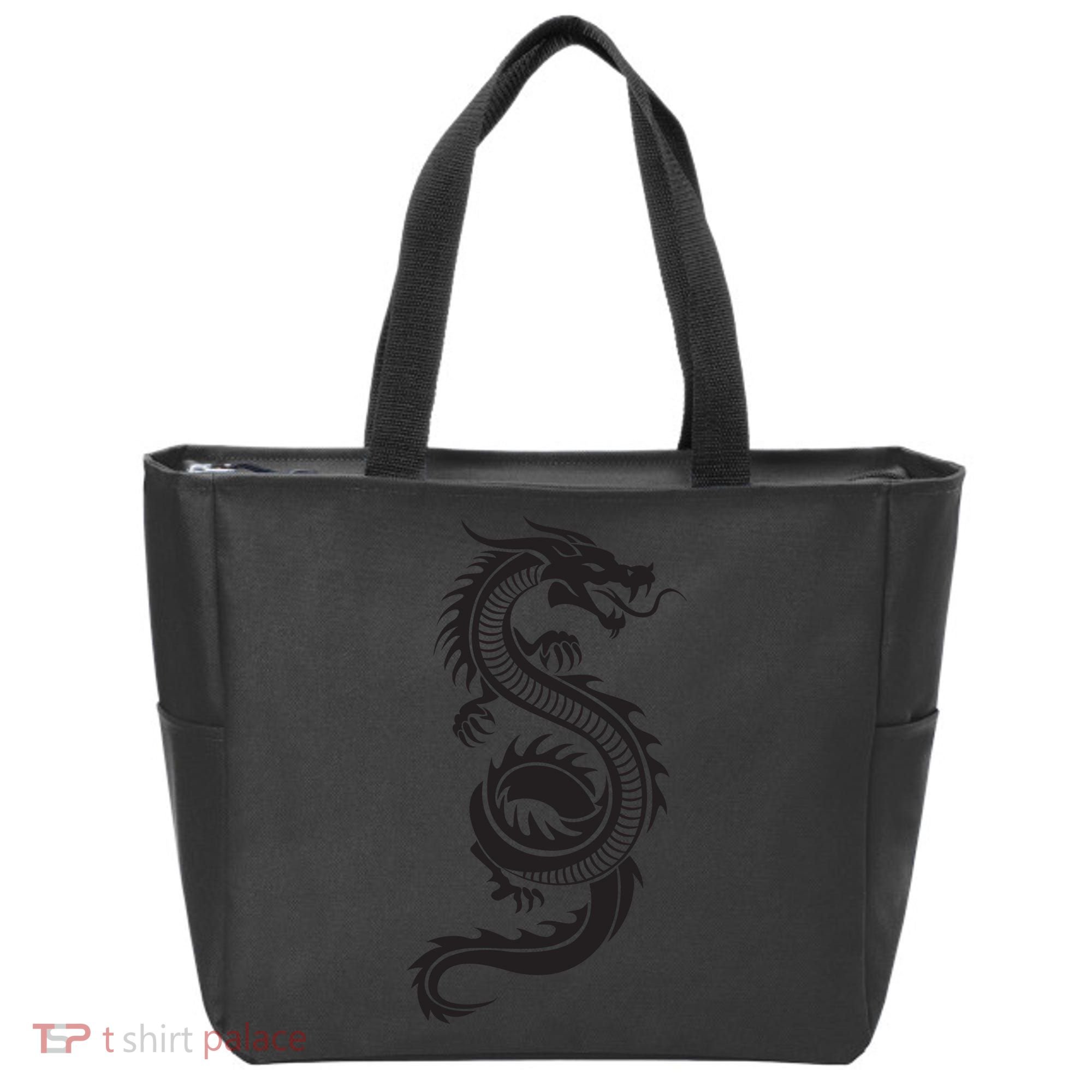 Martial Arts Red Chinese Firedrake Dragon Print Art Tote Bag