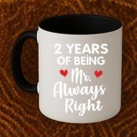 Mr Always Right 2nd Wedding Anniversary Gift For Husband Gift Coffee Mug thumb 2