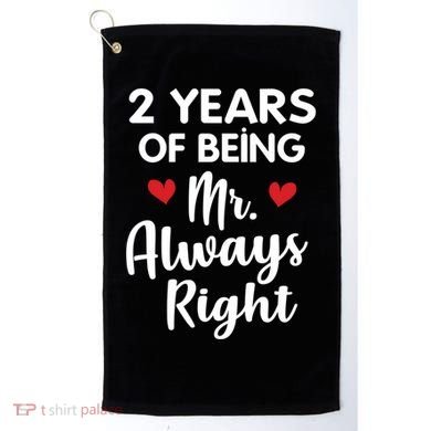 Mr Always Right 2nd Wedding Anniversary Gift For Husband Gift Golf Towel