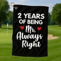 Mr Always Right 2nd Wedding Anniversary Gift For Husband Gift Golf Towel thumb 1