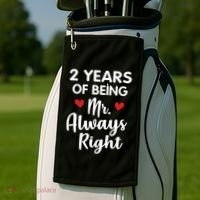 Mr Always Right 2nd Wedding Anniversary Gift For Husband Gift Golf Towel thumb 2